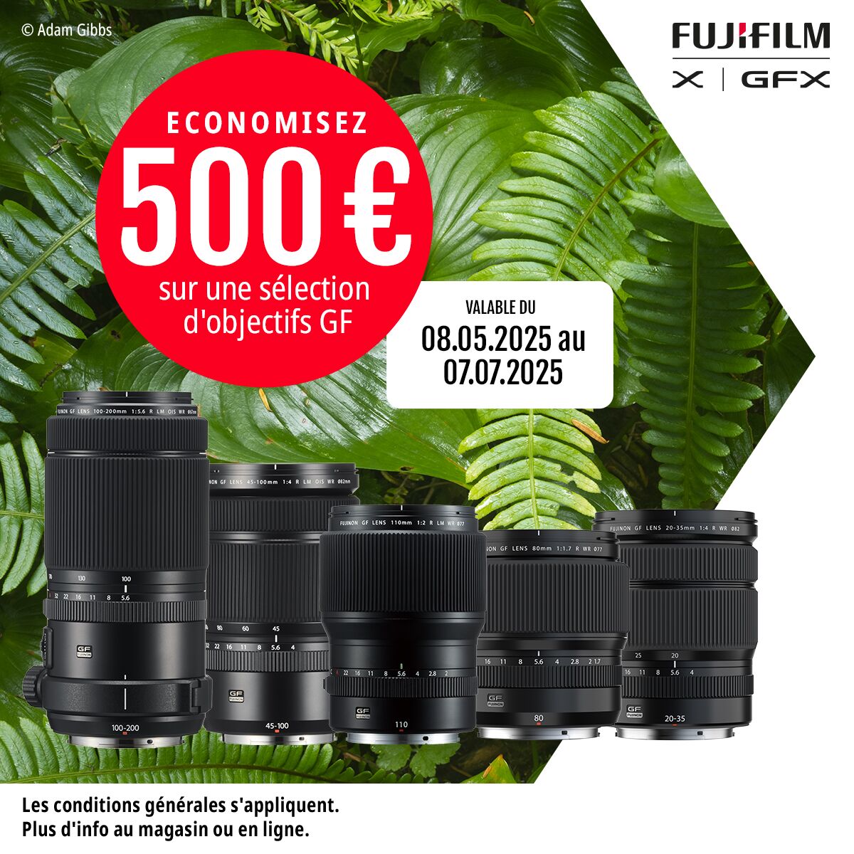 Promotion Fujifilm : Jusqu'à 500 € de remise sur les objectifs GF !