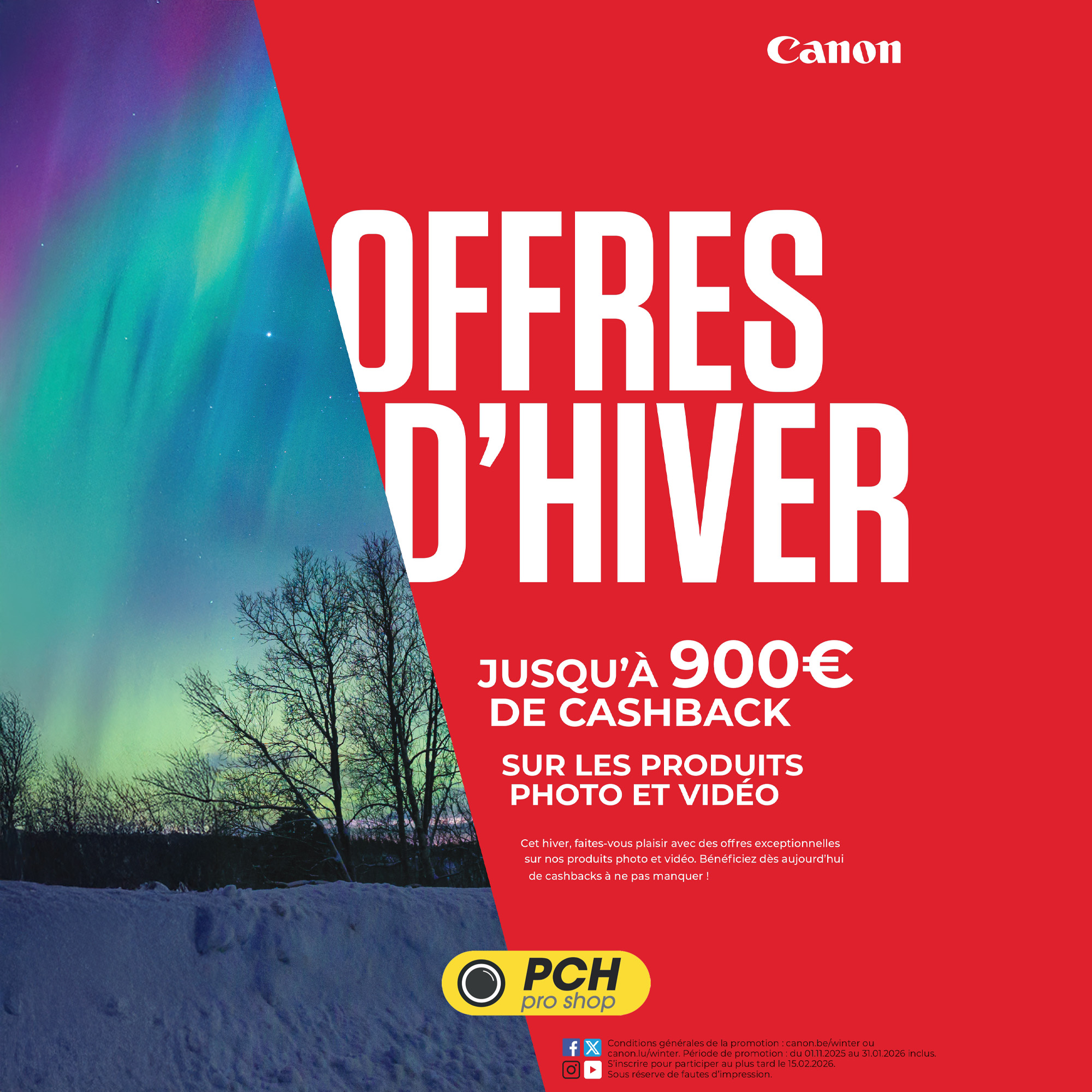 Canon Offres d’Hiver 2025-2026 — Jusqu’à 900 € remboursés !