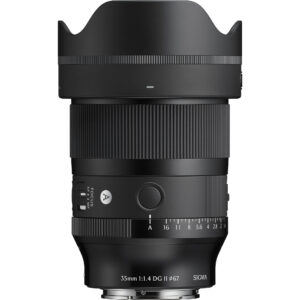 Sigma 35mm f/1.4 DG DN Art pour hybrides plein format avec pare-soleil monté