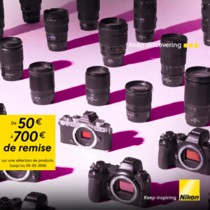 Promotion Nikon 2026 avec remises de 50 € à 700 € sur appareils hybrides Nikon Z et objectifs NIKKOR jusqu’au 30 mars 2026